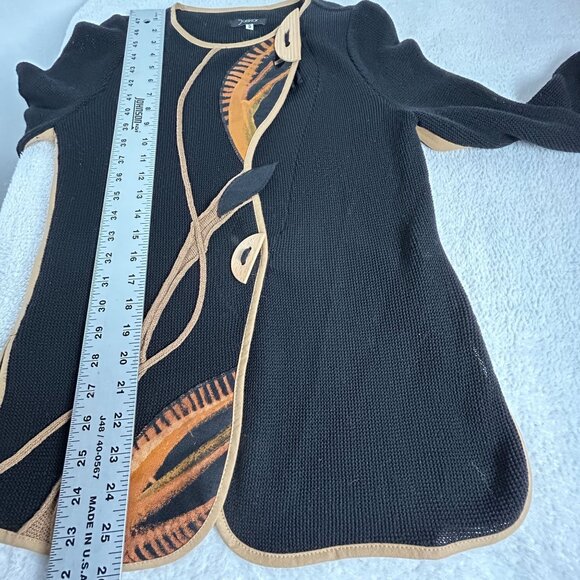 Jaskar Womens Black Knit Hand-Painted Cardigan Sweater Small Art to Wear Buttons - Picture 13 of 13